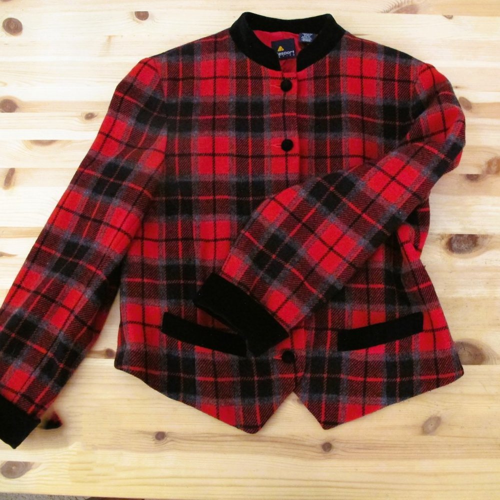 Liz Sport Red Plaid Blazer